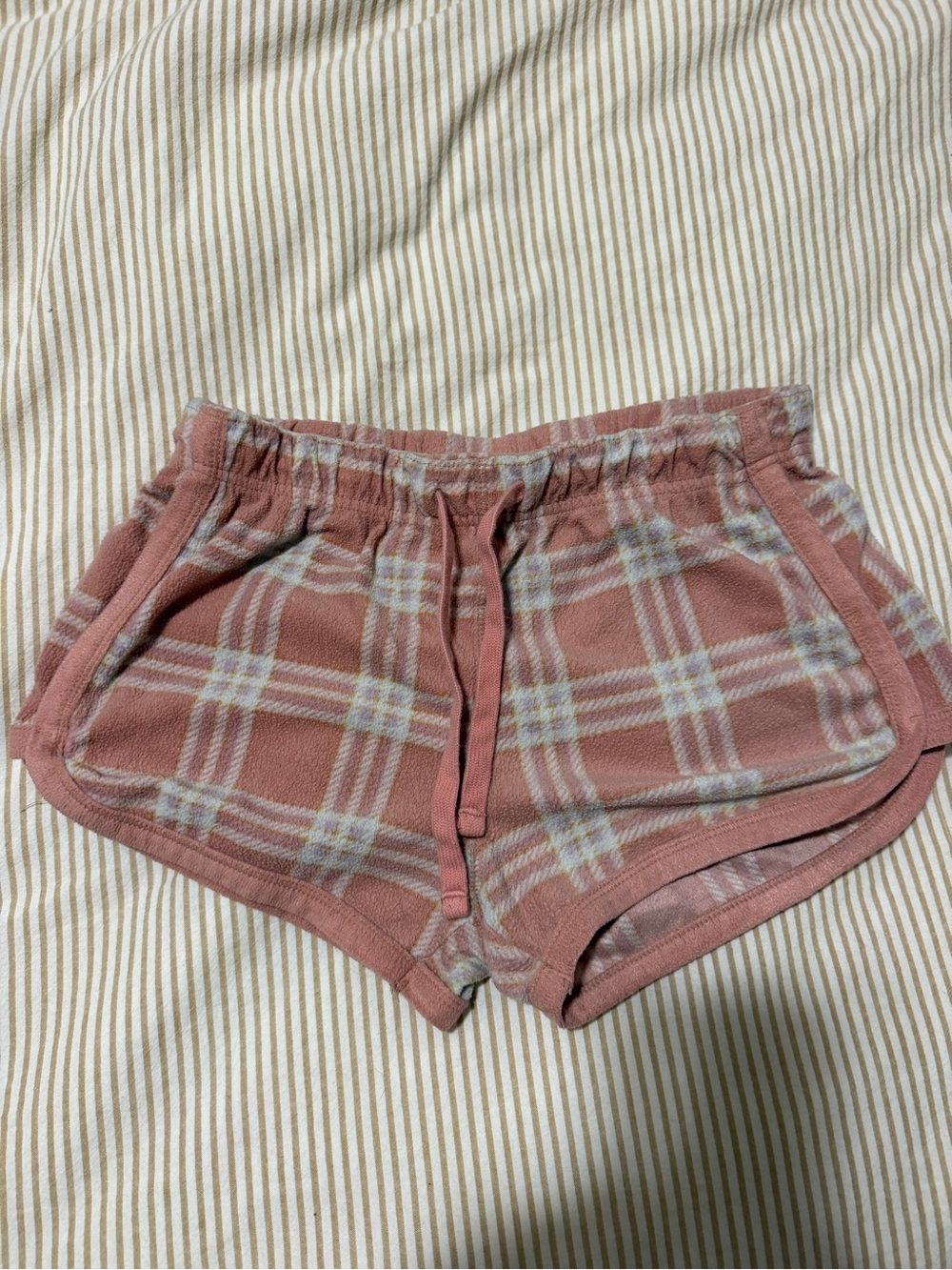 Plaid Fleece Lounge Shorts - Dusty Rose Aeropostale pajama shorts